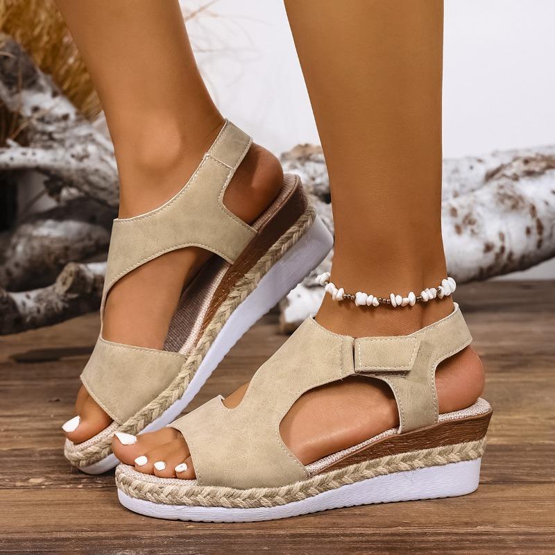 

Women s Plus Size Peep Toe Platform Sandals, Flat Chunky Heel Casual Summer Slides 43 хакі