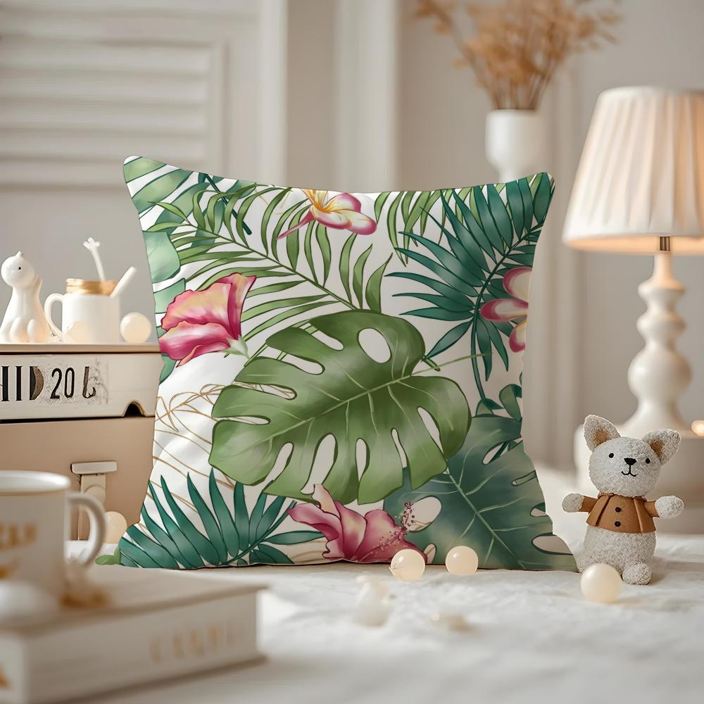 Cool Summer Prints Cushion Cover Anti-dustmite Pillowcase Invisible Zipper Silky Short Plush Sofa Cushion Cover
