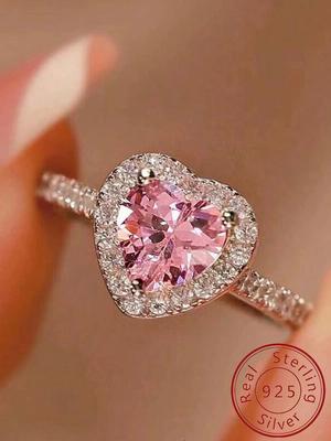 Gorgeous Zircon Romantic Love Heart Ring for Women Engagement Wedding Real 925 Silver Luxury High Quality Fine Jewelry