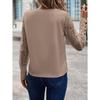 Autumn Solid Color Long Sleeved Embroidered Lace Patchwork Waffle Round Neck Top T Shirt