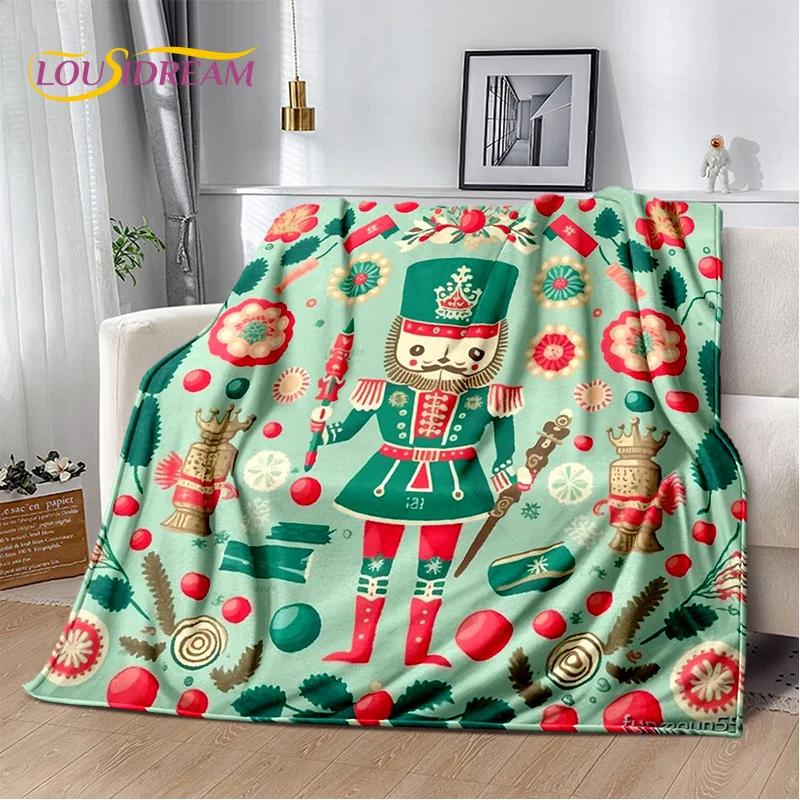 Nutcracker Christmas Tree Cartoon Fairy Tales Blanket,Soft Throw Blanket for Home Bedroom Bed Sofa Picnic Travel Cover Girl Gift