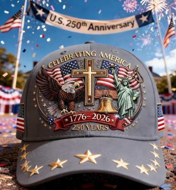 3D Printed American 250 Free Muse American Eagle Two Flags Commemorative Baseball Cap