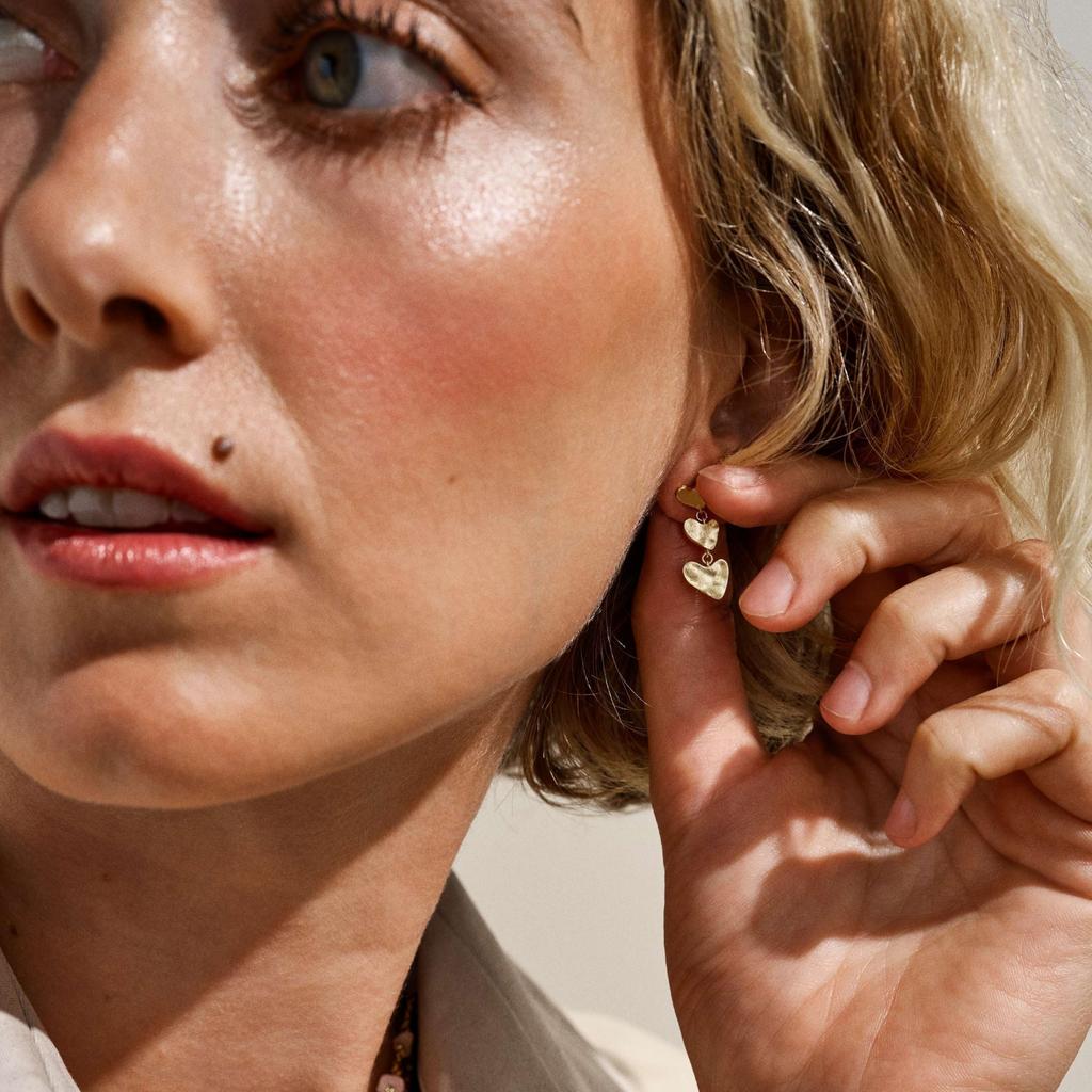Skagen Women's ANJA HEARTS Gold-Tone Brass Drop Earrings, SKJ5011710
