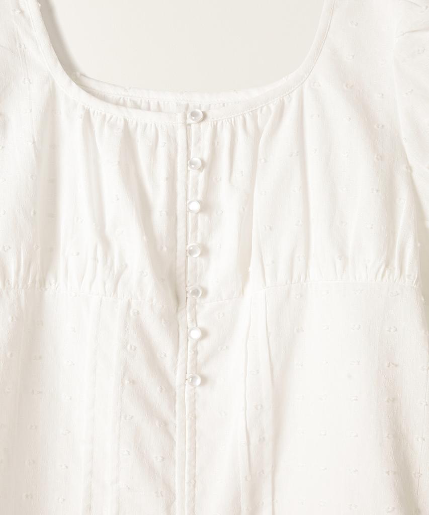 Tudument Polka Dot Puff Sleeve Blouse White