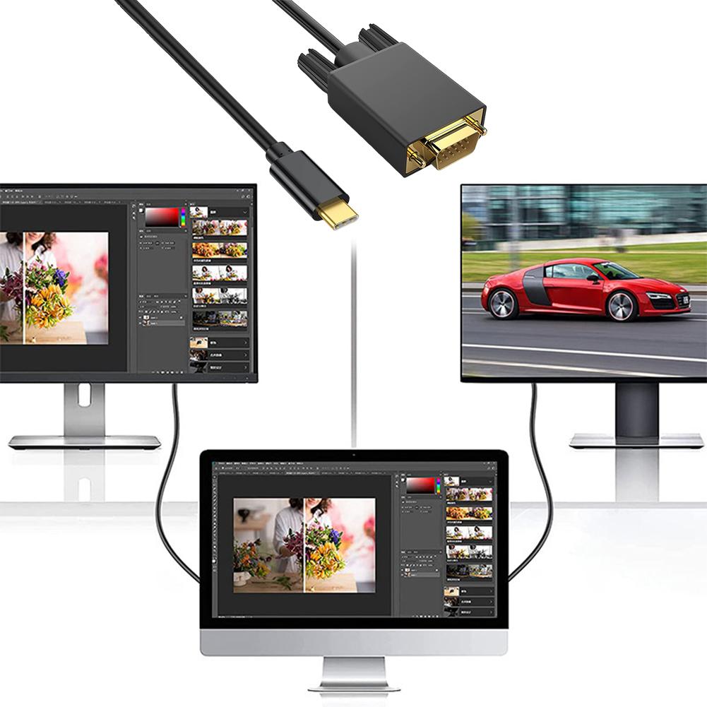 

1,8 м/6 футов 1080P USB3.1 Type-C к VGA-адаптерному кабелю 10 Гбит/с для монитора ПК