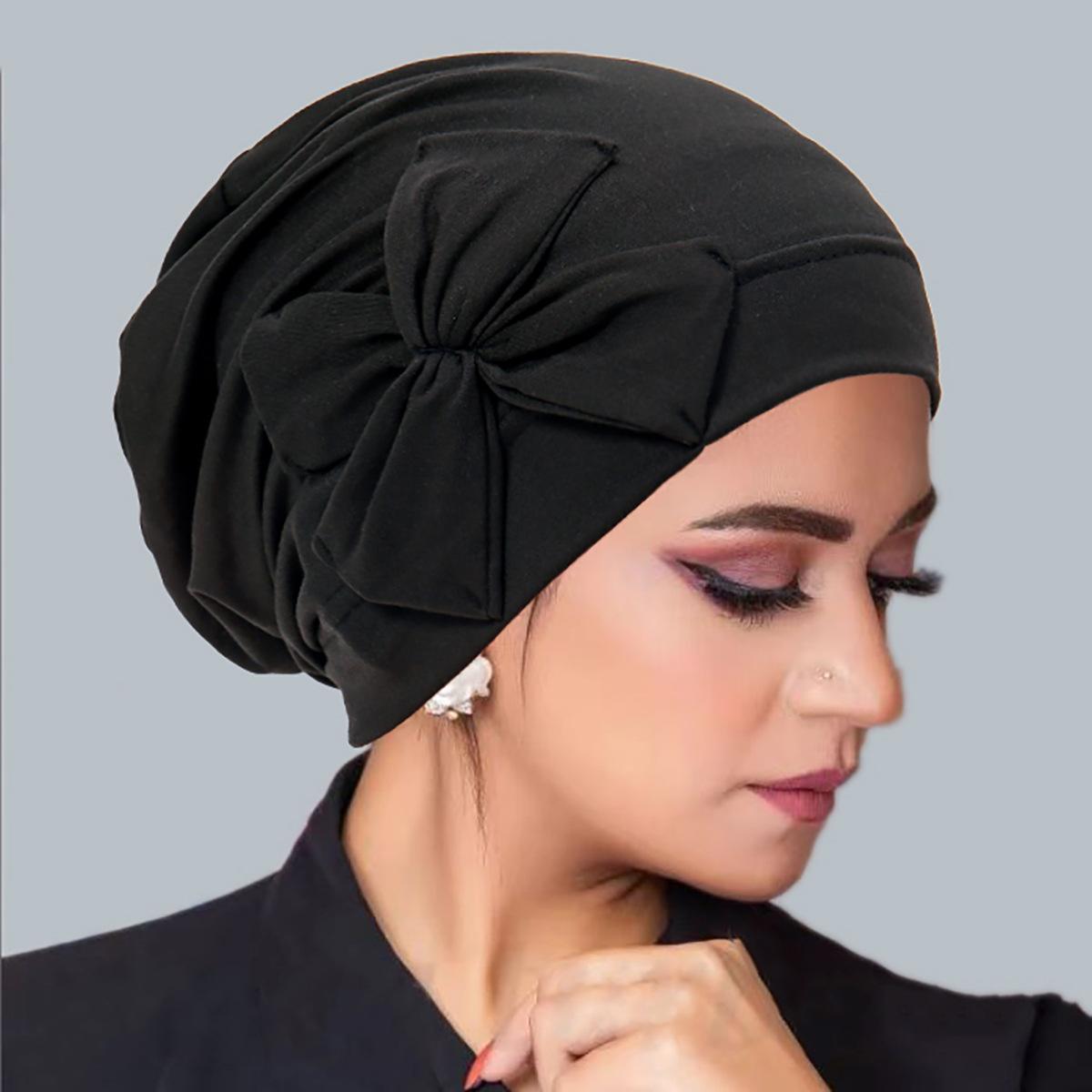 

New Muslim Women Inner Hijab Hat Bowknot Turban Indian Bonnet Headscarf Beanies Hair Loss Head Wrap Chemo Cap Turbante Mujer
