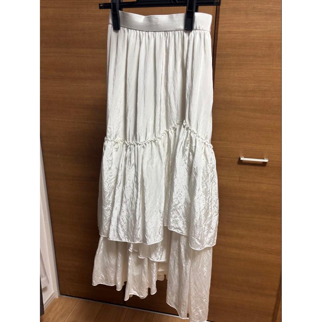 Lily Brown Random Tiered Skirt White