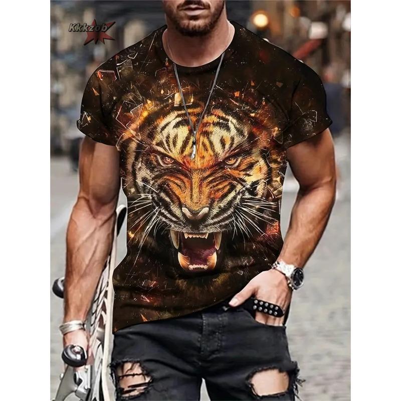 

Летняя мужская футболка с принтом в виде мультяшного льва, животного, с коротким рукавом, свободного, оверсайз кроя, для мужских рубашек, топов XXS