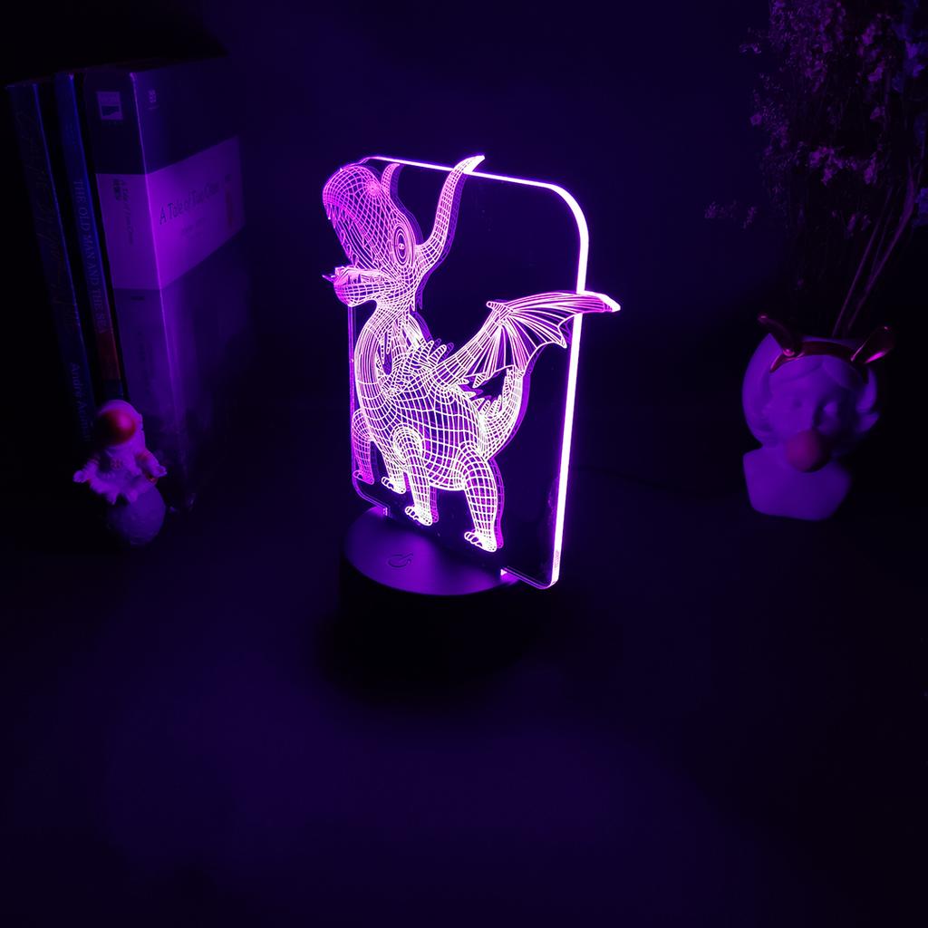Dinosaur 3D Night Light Color Changing Pterosaur Lamp LED Bedside Table Lighting Bedoom Decoration Beautiful Gift Lampara Child