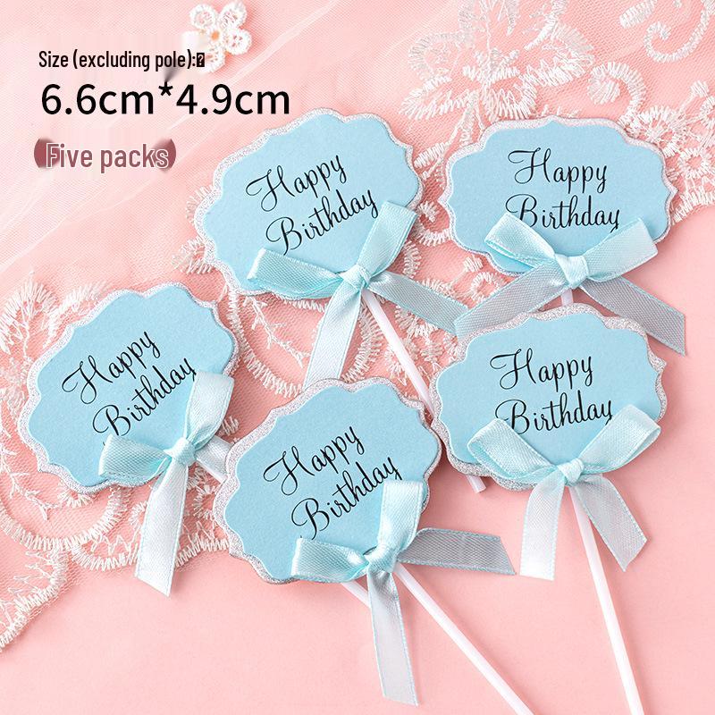 Writable Birthday Cake Decoration Bow with Blessings Card