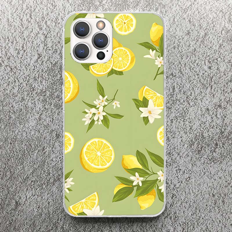 

Summer Fruits Lemon Print Soft Case for iPhone 17 Air 16 16E 15 14 Plus 13 Mini 12 11 Pro Max Phone Shell SE 7 8 Pattern Cover f iPhone 16 Pro