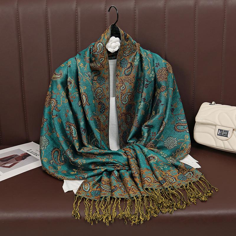 Foulard Paisley Imprime Design Hijabs Pour Femme Cachemire Pashmina Chale Dame Enveloppement Chaud Hiver Foulards Femme