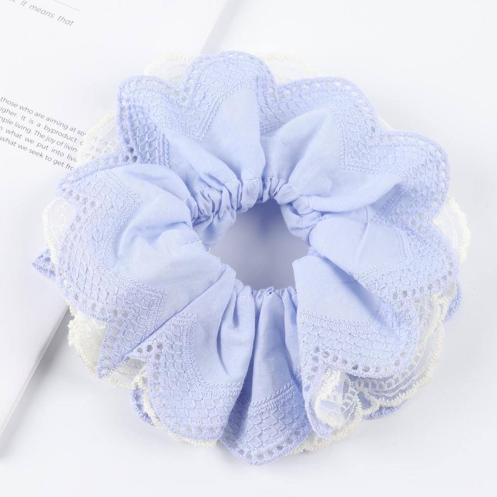 Influencer Double Layer Lace Hair Tie - Simple Large Fabric Hair Accessory with Rubber Band