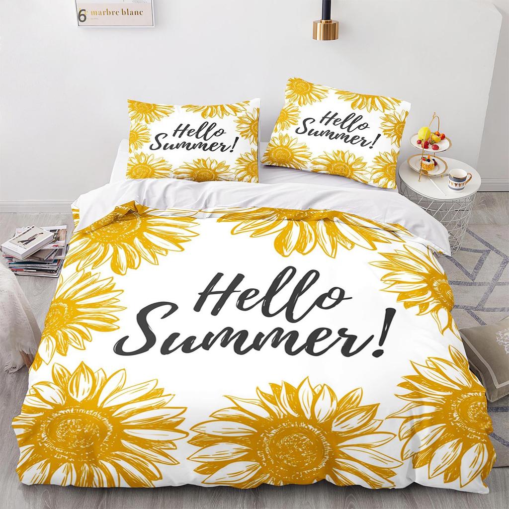 Digital Printing Three-Piece Sunflower Quilt Cover Size Quilt Cover 3D