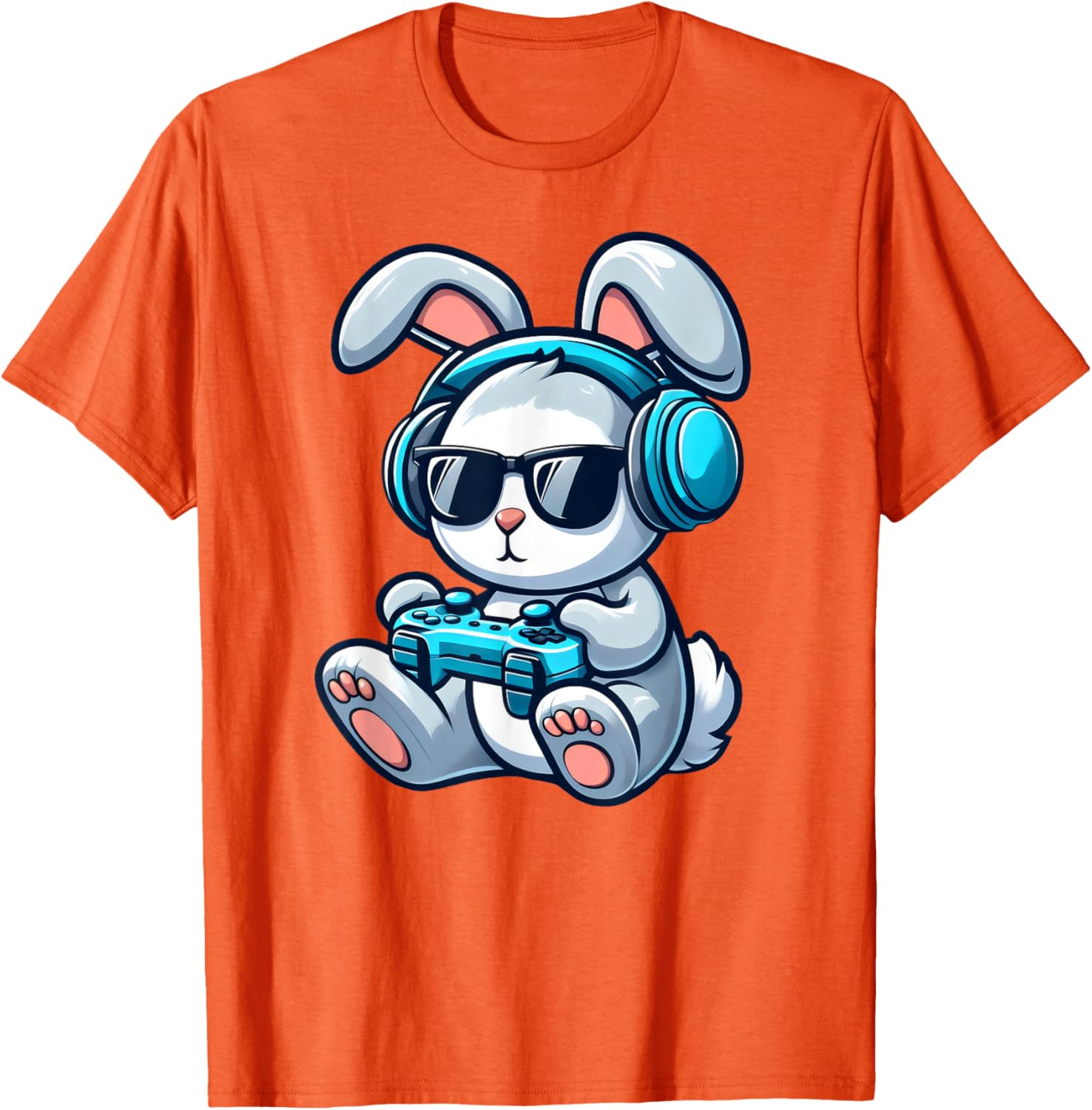 

Gamer Bunny Rabbit Playing Video Games Graphic T-Shirt for Easter and Gaming Fans for Teens 4XL