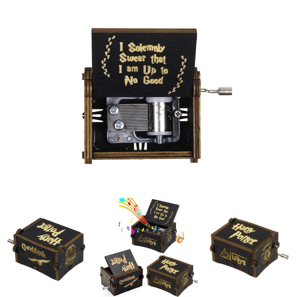 Black Potter Harry Music Box Engraved Wooden Music Box Interesting Toy Xmas Gift
