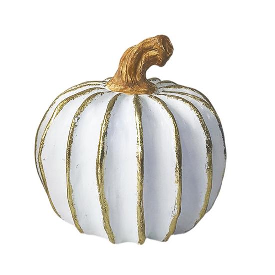 Decorazioni per la casa del Ringraziamento, Decorazioni di zucca autunnale, Zucca decorativa bianco oro, Zucche in resina, Ornamento festivo minimalista, Statuette per