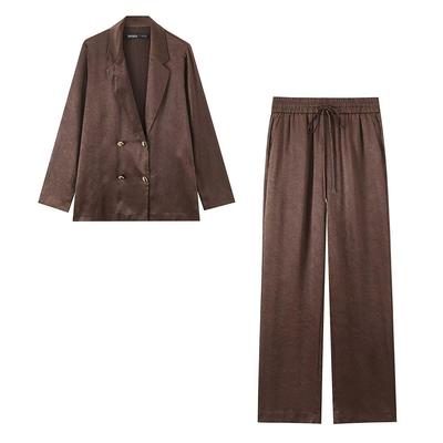 Draped Blazer Suit with Wrinkle Effect & Matching Pants Set