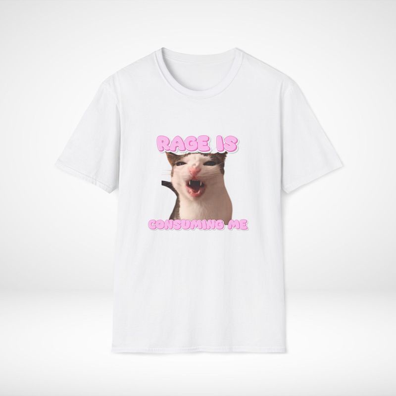 Rage Cat TShirt Unisexs Unisexs Tees Top Angry Cat Tee Feline Lover Gift Cute PeT Shirt Unisexs Unisexs Tees Top Funny Kitty 2XL
