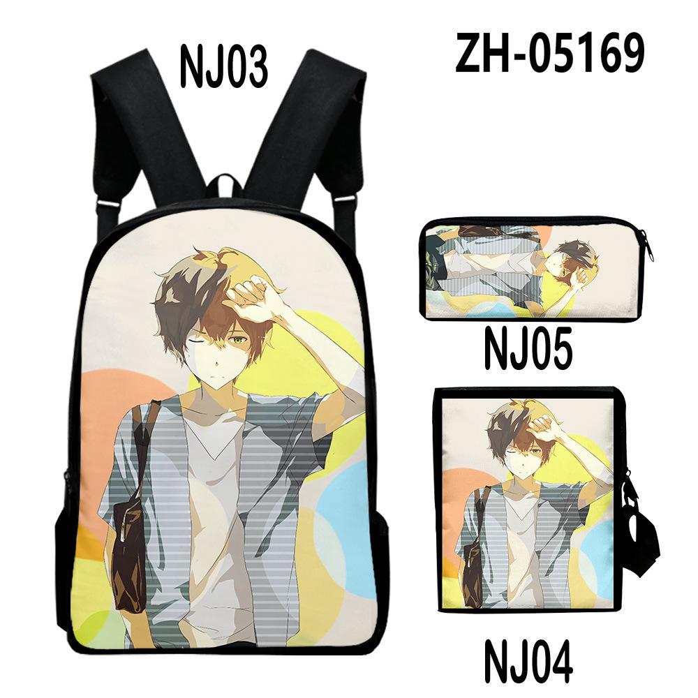 Timeless Unique Cool Danmachi 3D Design 3pcs/Set pupil Learner Bags Everyday Laptop Rucksack Backpack Sling Carry Tote Pencil Pouch