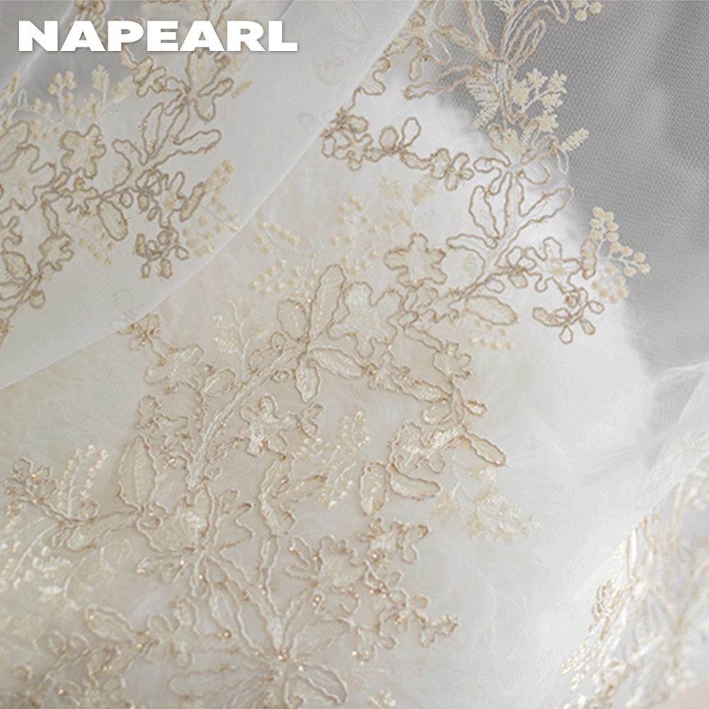 1PC NAPEARL European Style French Luxury Embroidered Sheer Curtain Princess Style White Tulle for Living Room Bedroom and Balcony Window Home Decor