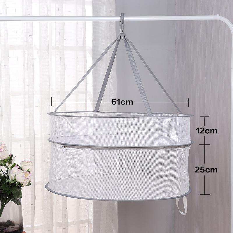 Three-Tier Windproof Folding Sweater Drying Rack Basket