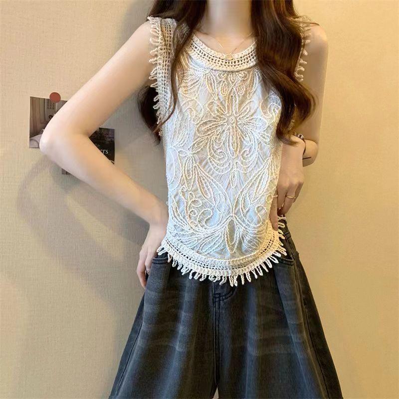 Niche Tassel Crochet Knit Sleeveless Camisole for Women - Summer 2026 Collection