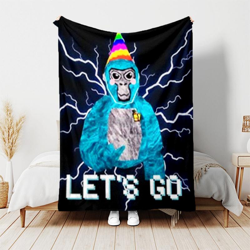 1pc Blanket Gorilla Tag Print Design, Lightweight Blanket for Sofa, Bed- Soft &Warm, Gift for All Seasons like Christmas, Halloween