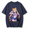 Summer  Hot Sailor Moon Tsukino Usagi  Luna Cat T-shirt Print Casual Tee Parent-child Matching Tops Versatile