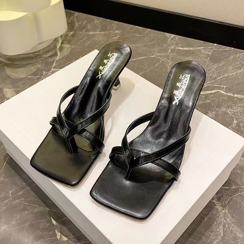 Summer New Sexy Temperament Fairy Wind Cool Slippers Female Toe Out Socialite High Sense One-word High Heels