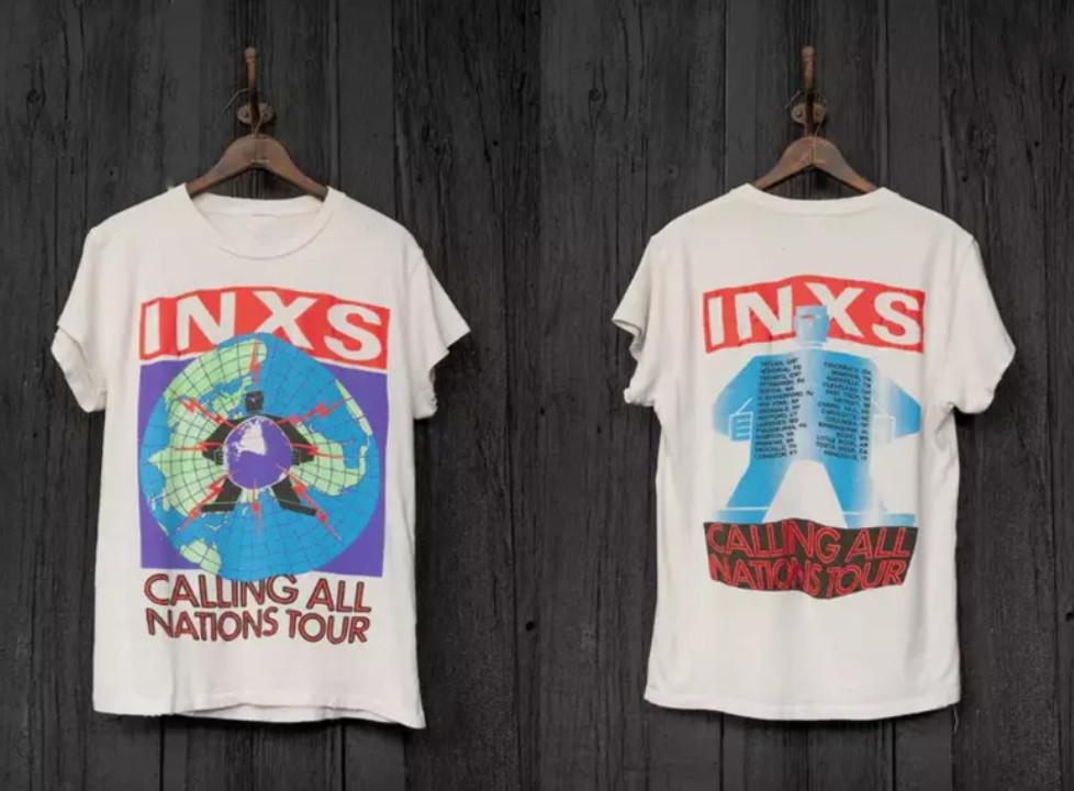 INXS Calling All Nations Music Tour Retro Vintage T Shirt White Gift Fans XXXL