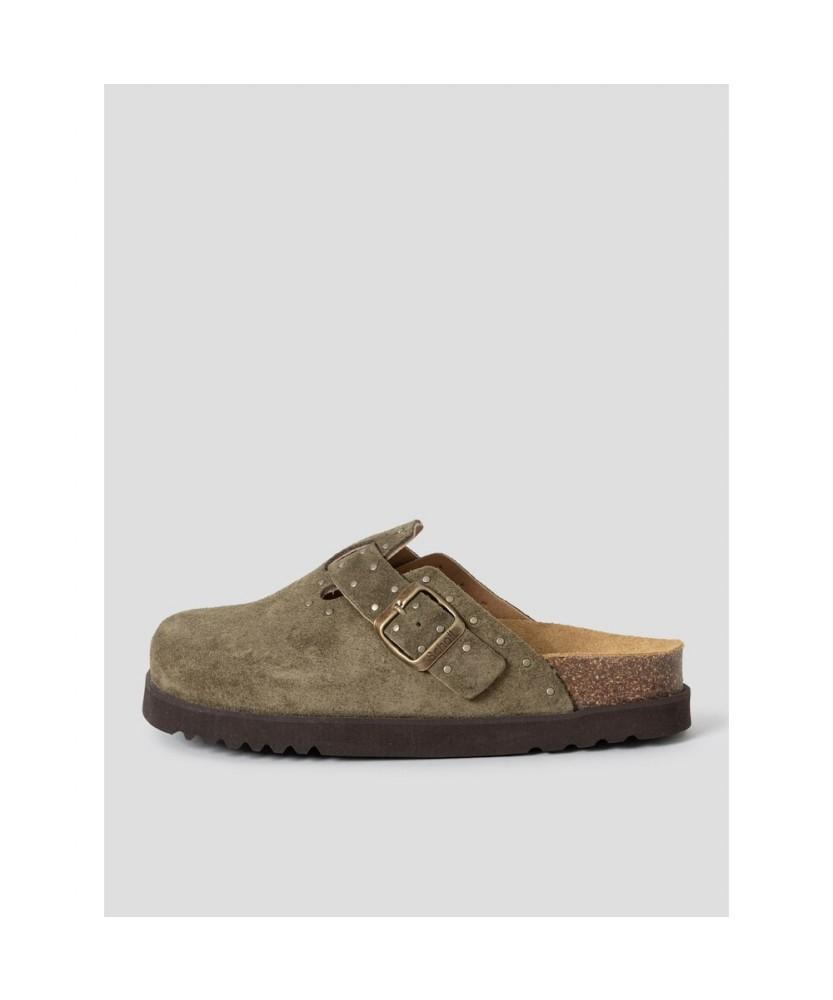 Scholl (Women) Studded Suede Cork Clog Khaki (Hh64K2C70H)
