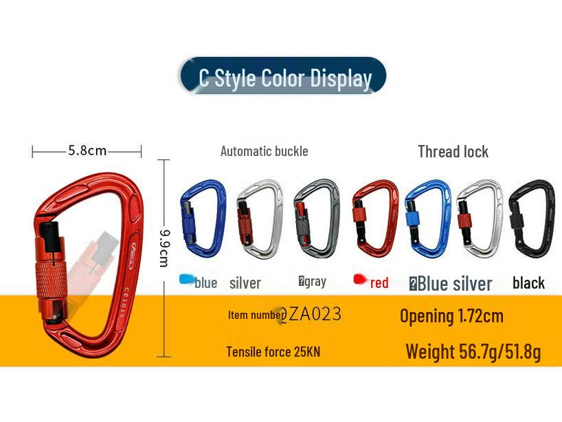 Carabiner Rappelling D-shaped Climbing Lock Outdoor Safety Hook Load-bearing Quickdraw Insurance Buckle