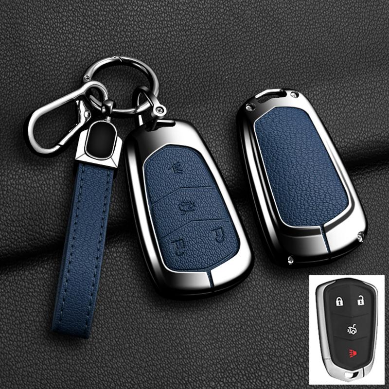 AASL1 Car Key Case Cover For Cadillac Xt5 XTS CTS SRX ATSL XT4 CT6 ATS Escalade ESV DTS ELR STS 2014-2018 Zinc Alloy Leather Keychain