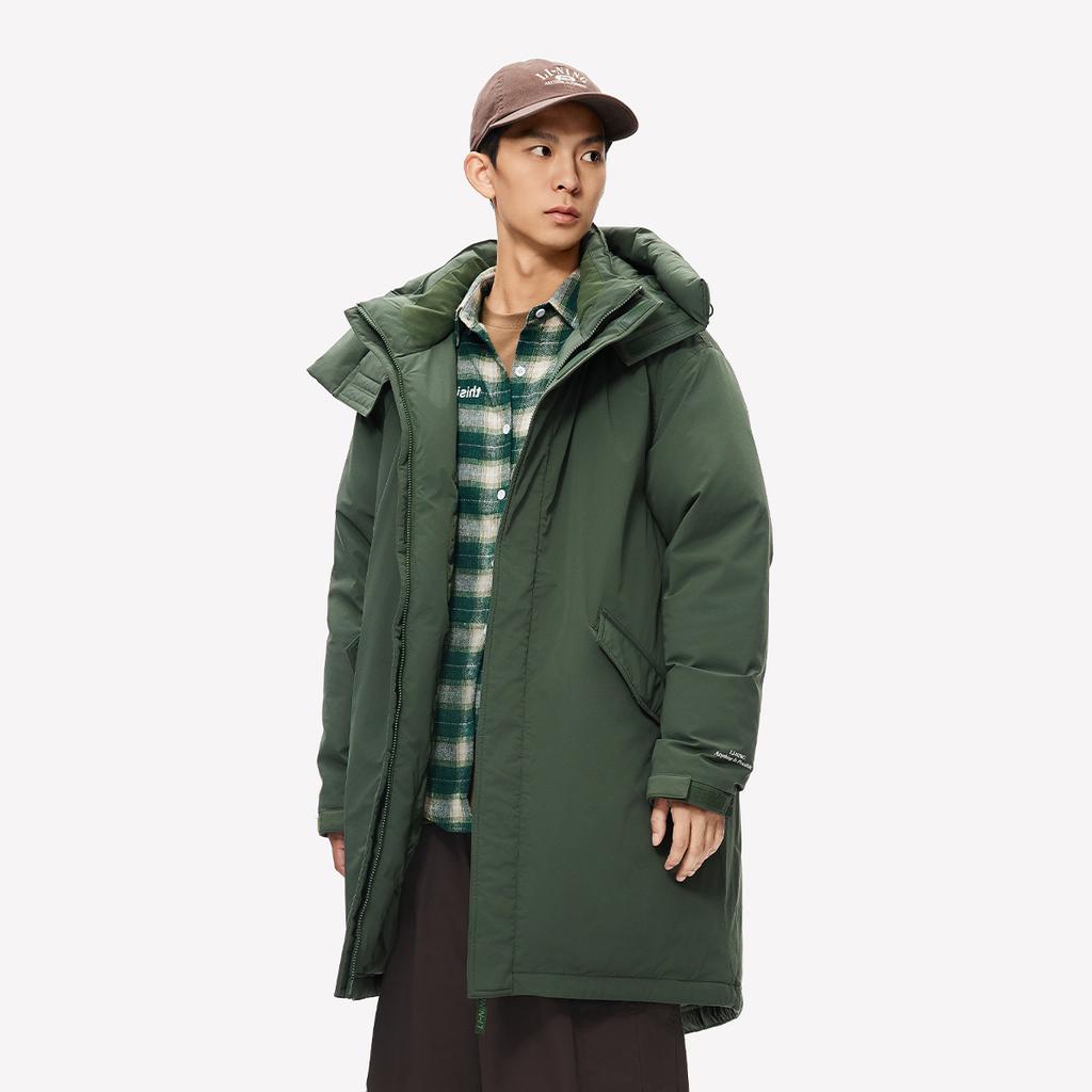 Li Ning Hot Pot Down Series Water-Resistant Self-Adjusting Temperature Hooded 600 Fill Power Extreme Cold Outdoor Long Winter Down Jacket AYMU661-1