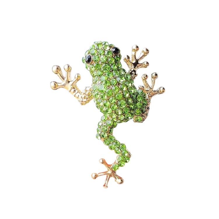 

Trendy Rhinestones Frogs Pin For Casual Formal Outfits Sparkling Crystal Animal Shaped Brooch Women Jewelry Accessories