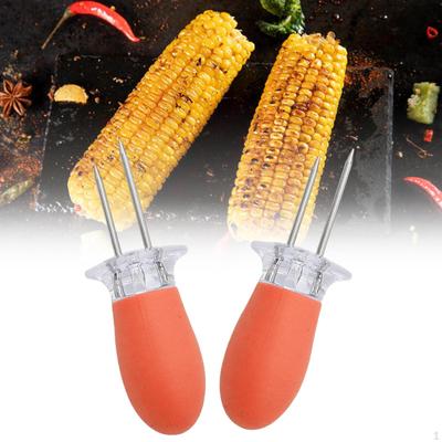 2 Pieces Stainless Steel Corn Holders with Handle Picks for Food Vegetable Outdoor Home