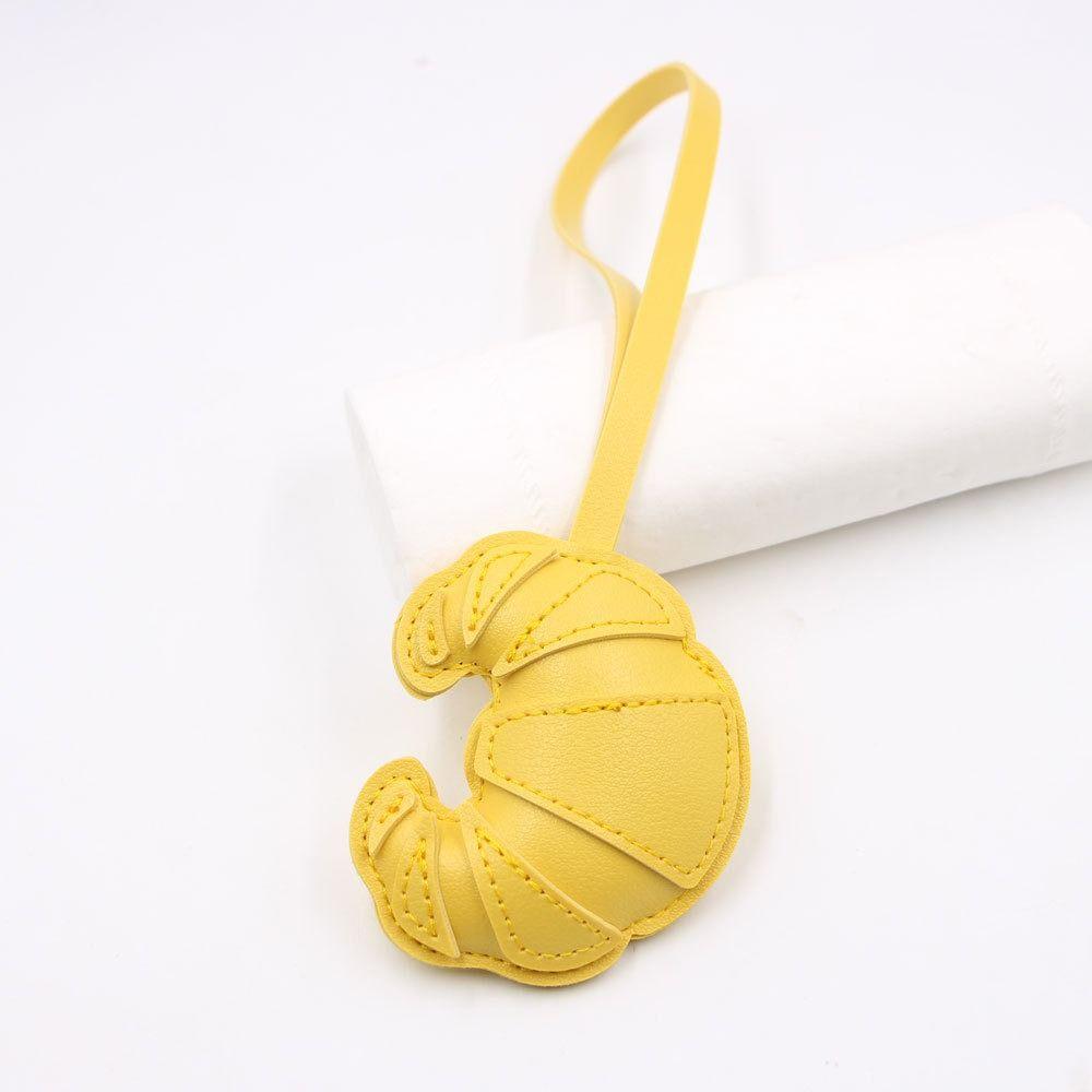 PU Leather PU Leather Hanger Car Keyring Bag Pendant Cute Croissant Keychain  Men