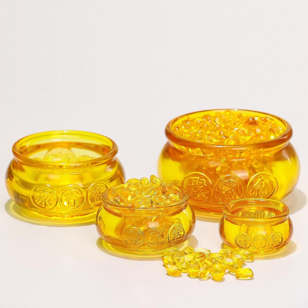 Crystal Treasure Bowl: Glazed Wealth Attraction Decoration for Living Room, Entryway, Shop Opening, and Housewarming Gift