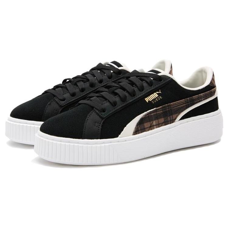 (WMNS) PUMA Suede Plat Form Plaid 'Black' Women's 395228-01