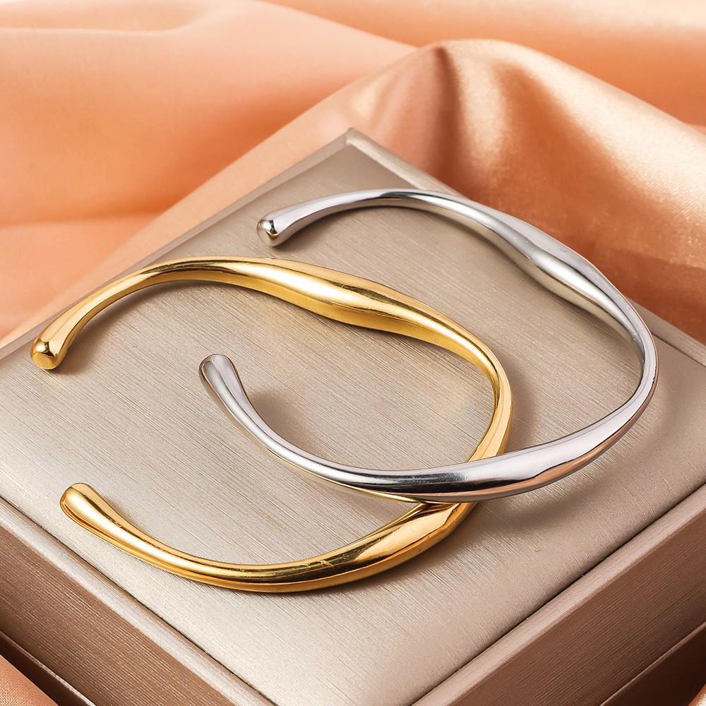 Irregular Geometric Titanium Stainless Steel Bracelet - Sleek, Fashionable, Cool Open Design