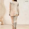 Women Plus Size Printed Half Zip Long Sleeve Longline Top And Fitted Pants Two Piece Set