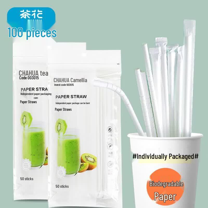 CHAHUA Disposable Biodegradable Paper Straws