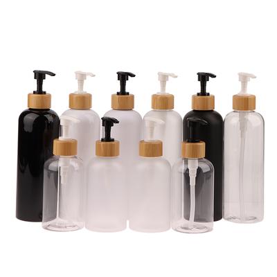 300/500 ml Bambus-Pumpe Spender Badezimmer Haustier Spülmittel Leere Flasche Lotion Nachfüllbar Duschgel Flüssigkeit Mattierter Behälter