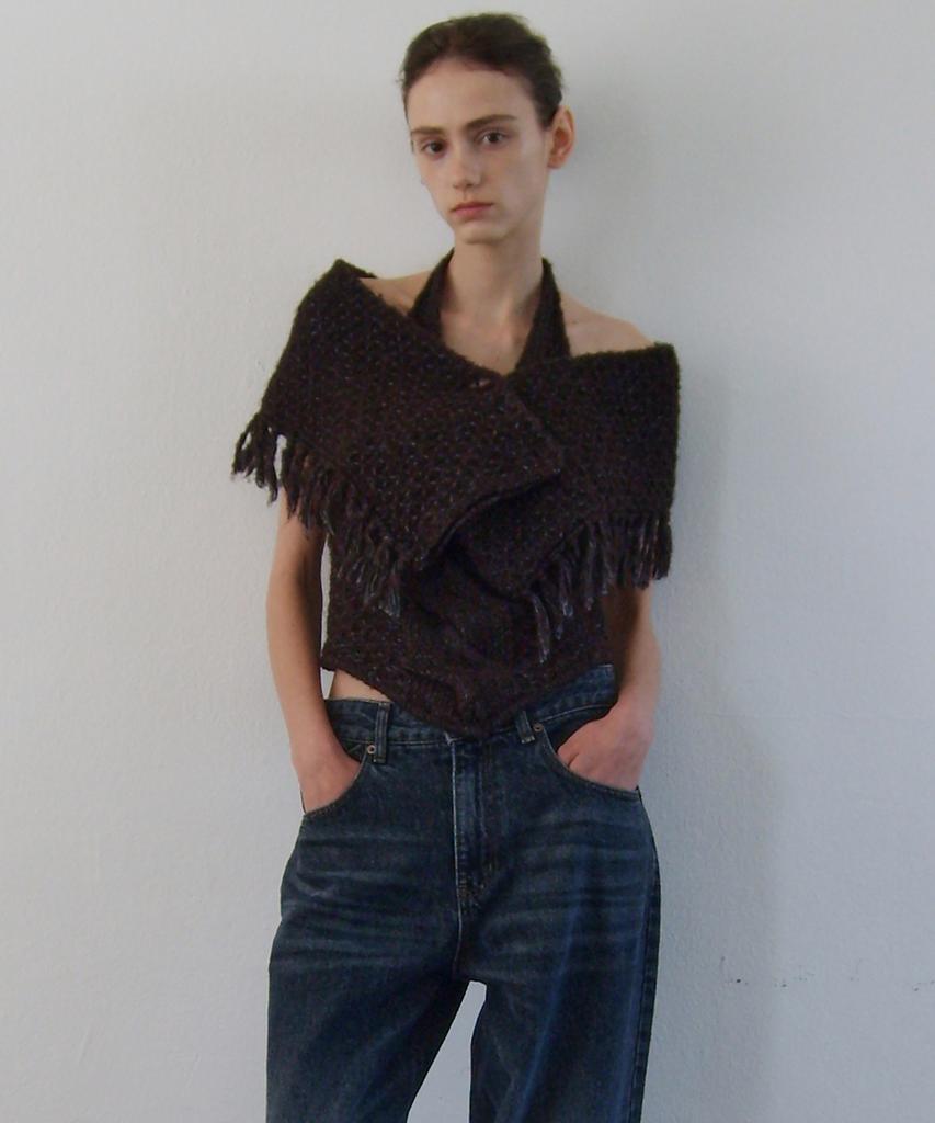 EN OR [Italy Fabric] Twiddle Halter Knit Vest - Brown