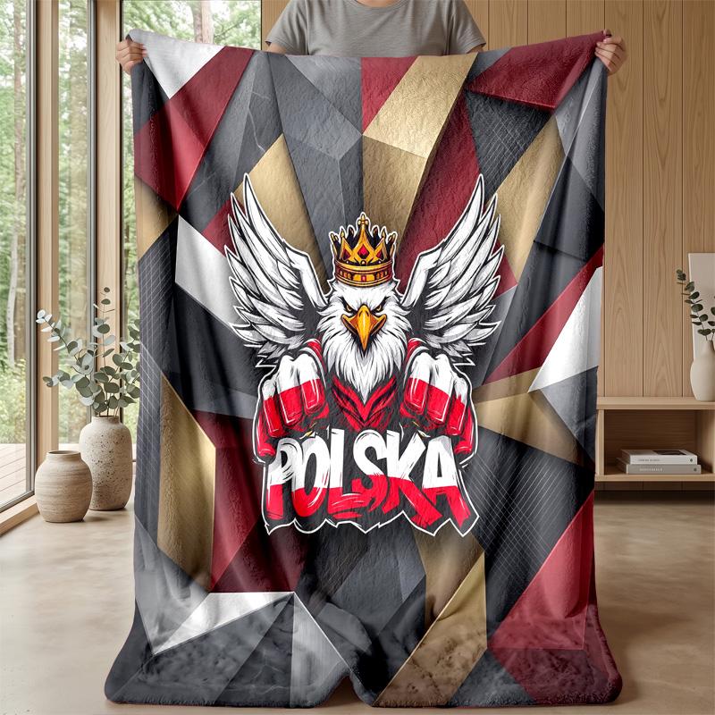 Poland Football Printed Flannel Blanket Skin Friendly Warm Decorative Throw for Indoor Couch Bed Daily Use