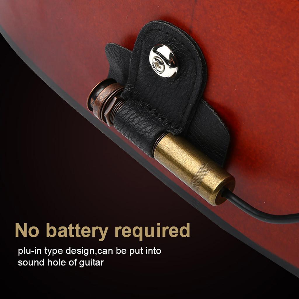 Wooden Passive Magnetic Closed External Pickup 6.35mm Plug for Acoustic Folk Guitar