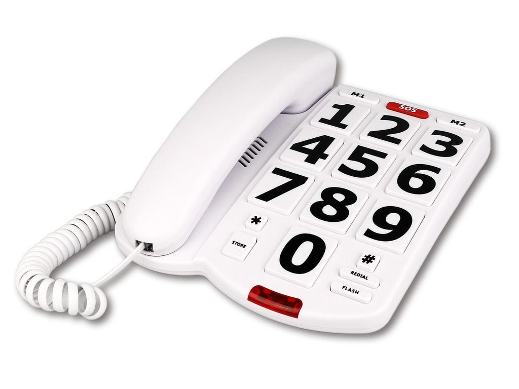 Drátový telefon s velkými tlačítky pro seniory, Nastavitelná hlasitost, Model v anglickém jazyce