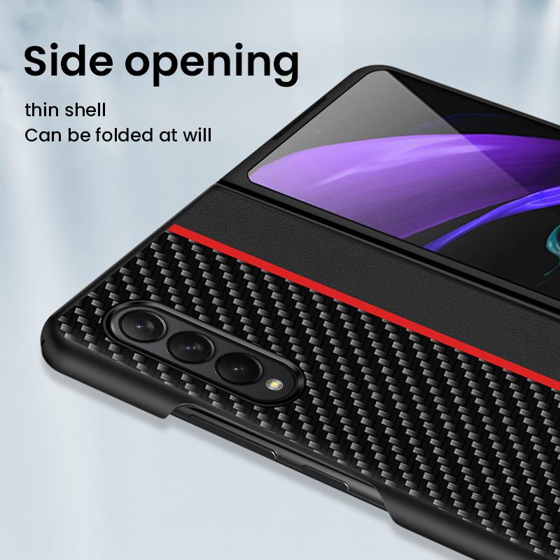 For Samsung Galaxy Z Fold4 Case Ultra Thin Fiber Texture Luxury Leather Fold 4 Shockproof Cover