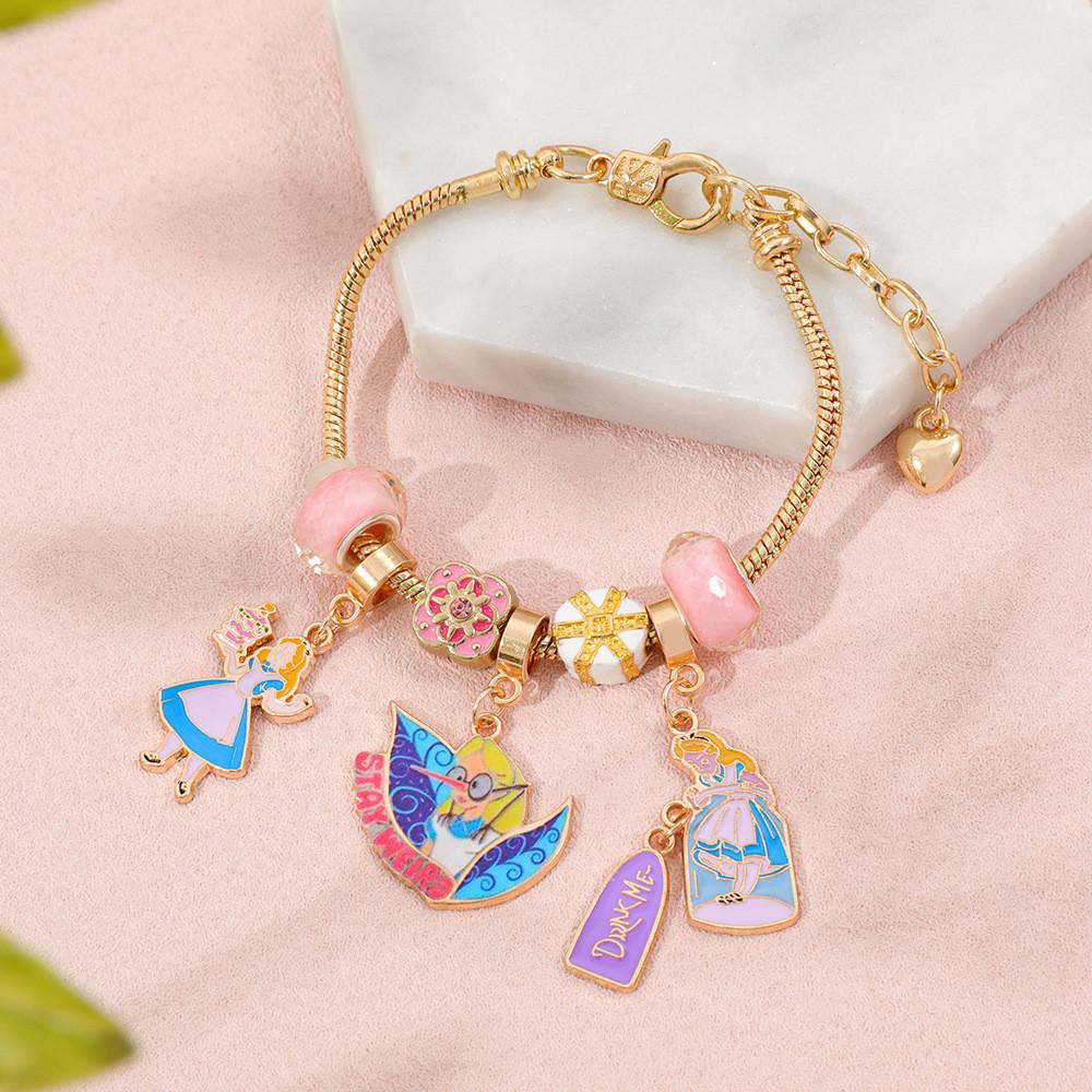 Alice In Wonderland Charm Bracelet With Zinc Alloy And Electroplated Finish For Unisex Wear